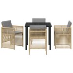 Ensemble de salle à manger de jardin vidaXL 5 pièces avec coussins beige en poly rotin