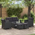 vidaXL Canapés de jardin 6 Pièces avec coussins Résine tressée Noir