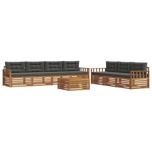 vidaXL Ensemble de canapés d'extérieur 8 pc Naturel et Anthracite
