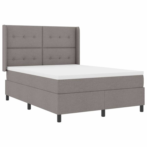 vidaXL Lit à ressort LED avec matelas Taupe 140 x 190 cm tissu