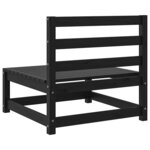 vidaXL Canapé central de jardin noir bois de pin massif