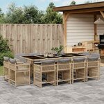 vidaXL Ensemble à manger de jardin coussins 13 Pièces mélange beige rotin