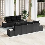 vidaXL Ensemble de canapé de jardin 8 Pièces Noir 55 x 55 x 37 cm
