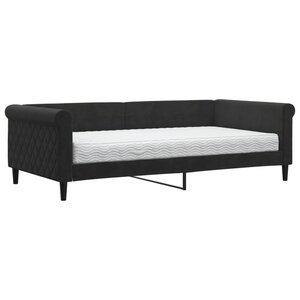 vidaXL Lit de jour avec matelas noir 100x200 cm velours