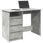 vidaXL Bureau gris béton 102x50x75 cm bois d'ingénierie