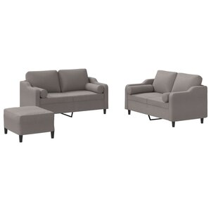 vidaXL Ensemble de canapés 3 Pièces avec coussins taupe tissu