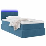 vidaXL Lit de rangement LED avec matelas Bleu foncé 90 x 190 cm