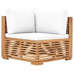 vidaXL Canapé d'angle de jardin avec coussin crème Bois de teck solide