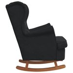 vidaXL Fauteuil à bascule à oreilles en velours noir bois massif