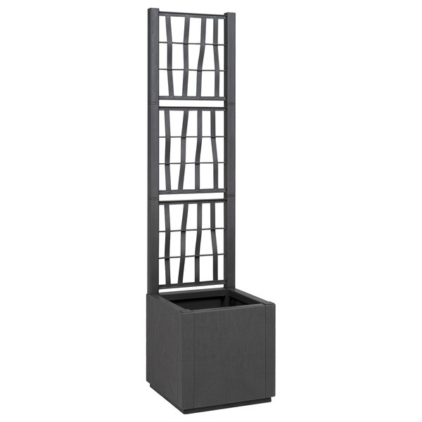 vidaXL Pot de jardin gris foncé avec treillis - 36x36x140 cm