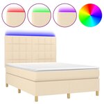 vidaXL Sommier à lattes de lit et matelas et LED Crème 140x200cm Tissu