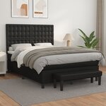 vidaXL Sommier à lattes de lit avec matelas Noir 140x200 cm Similicuir