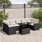 vidaXL Salon de jardin 8 Pièces avec coussins noir résine tressée