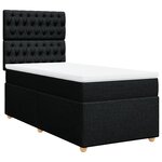 vidaXL Sommier à lattes de lit avec matelas Noir 90x200 cm Tissu