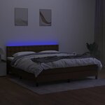 vidaXL Sommier à lattes de lit matelas et LED Marron foncé 180x200 cm