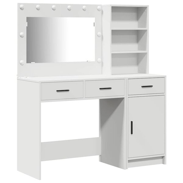 vidaXL Table de Toilette avec tiroir 2 Pièces Blanc Bois d'ingénierie