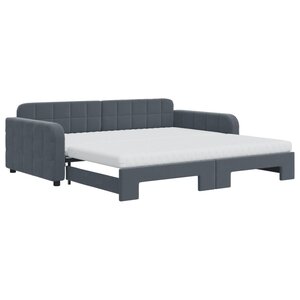 vidaXL Lit de jour et gigogne et matelas gris foncé 100x200 cm velours