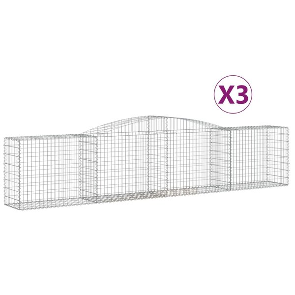 vidaXL Paniers à gabions arqués 3 Pièces 400x50x80/100 cm Fer galvanisé