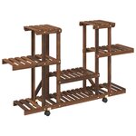 vidaXL Support à fleurs avec roues 110x25x78 cm bois massif de sapin