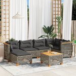 vidaXL Salon de jardin avec coussins 7 Pièces gris résine tressée