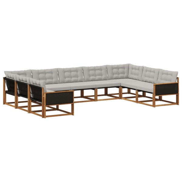 vidaXL Ensemble de canapés d'extérieur 9 pc Naturel et gris clair