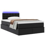 vidaXL Lit avec rangement et LED Noir 120 x 200 cm Cuir synthétique