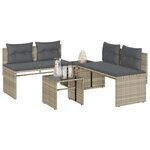 vidaXL Salon de jardin 4 Pièces avec coussins gris clair résine tressée