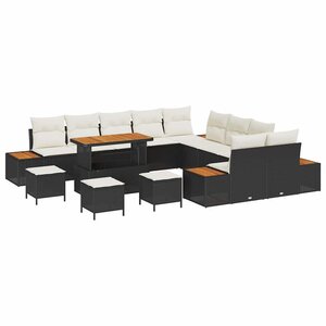 vidaXL Ensemble de canapé de jardin 14 Pièces Noir Poly rotin