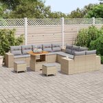 vidaXL Ensemble de canapé de jardin 13 Pièces Beige polyrotin