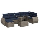vidaXL Salon de jardin 8Pièces avec coussins gris résine tressée acacia