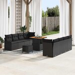 vidaXL Ensemble de canapé de jardin 11 Pièces Noir 80 x 80 x 71 cm
