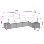 vidaXL Ensemble de canapé de jardin avec coussin 5 Pièces Marron et rouge