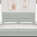 vidaXL Tête de lit LED avec bandes LED Gris clair 200 cm Velours