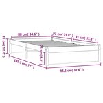 vidaXL Cadre de lit sans matelas noir bois massif 90x190 cm