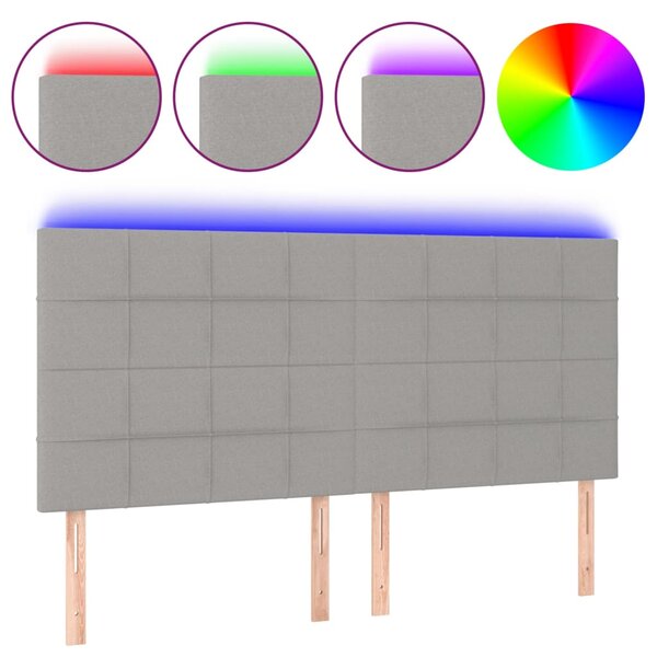 vidaXL Tête de lit à LED Gris clair 180x5x118/128 cm Tissu
