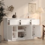 vidaXL Buffet blanc 110x34x75 cm bois massif de pin