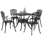 vidaXL Ensemble de tables de jardin 5 Pièces Noir Aluminium coulé