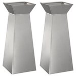 vidaXL Jardinières pilier de jardin   2 pièces avec bol  40x40x100 cm  en acier inoxydable.
