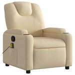 vidaXL Fauteuil inclinable de massage en tissu crème