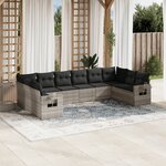 vidaXL Salon de jardin avec coussins 10 Pièces gris clair résine tressée