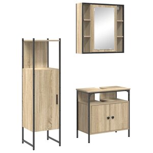 vidaXL Ensemble de mobilier de salle de bain avec étagère 3 Pièces Marron
