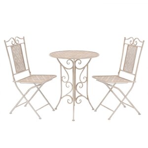 vidaXL Mobilier de bistro 3 Pièces Acier Blanc