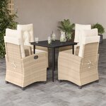 vidaXL Ensemble à manger de jardin avec coussins 5Pièces Beige poly rotin