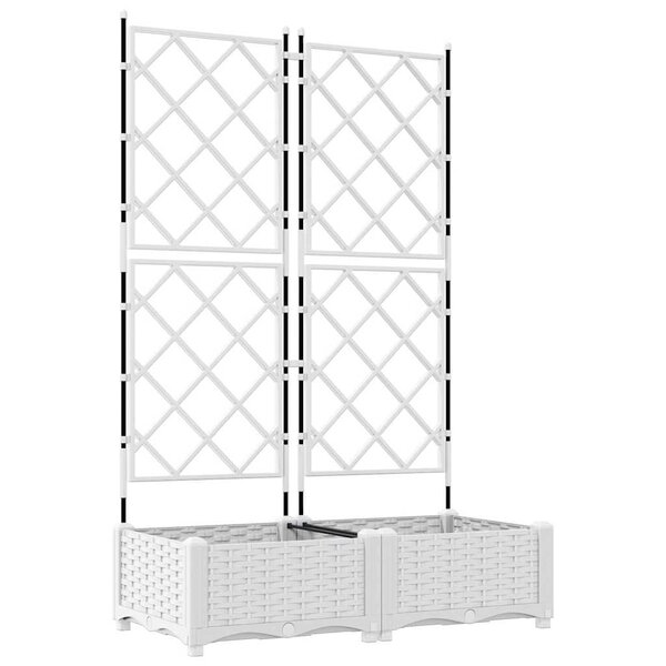 vidaXL Bac à fleurs avec Treillis Blanc 80 x 40 x 125.5 cm PP