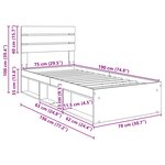 vidaXL Cadre de lit avec tête de lit Noir 75 x 190 cm Pin massif