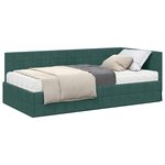 vidaXL Cadre de lit d'angle avec matelas 2 pc Vert foncé 90 x 190 cm