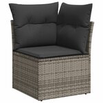 vidaXL Salon de jardin 8 Pièces avec coussins gris résine tressée