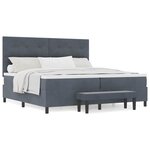 vidaXL Lit à ressorts avec matelas Gris foncé 200 x 200 cm Velours