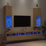 vidaXL Meubles TV avec lumières LED 2 Pièces chêne sonoma 30 5x30x102 cm