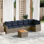 vidaXL Salon de jardin 7 Pièces avec coussins gris résine tressée
